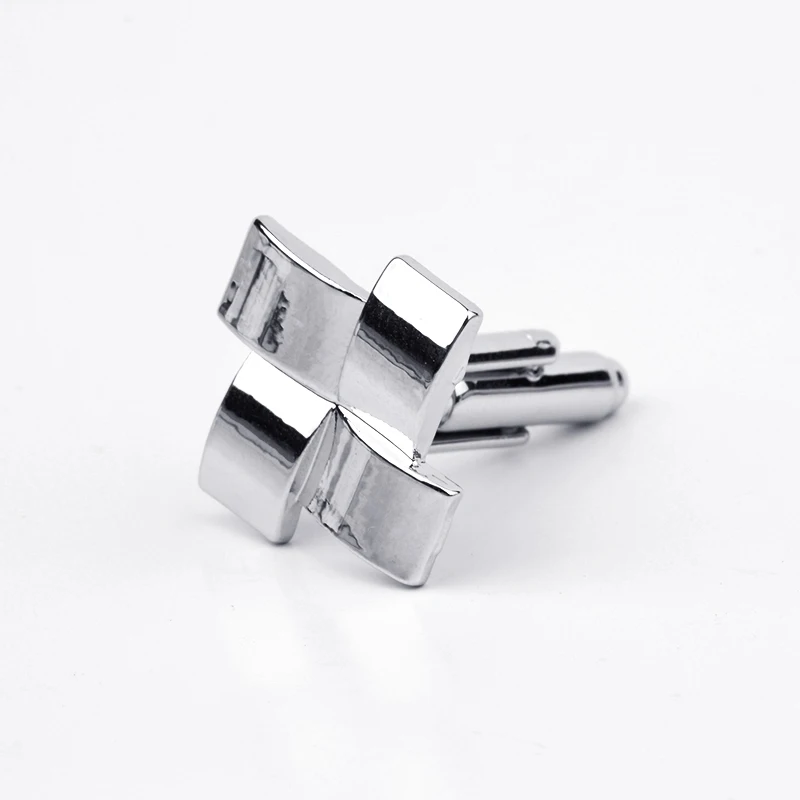 Запонки с узлом посеребренные полированные дизайнерские мужские модные запонки