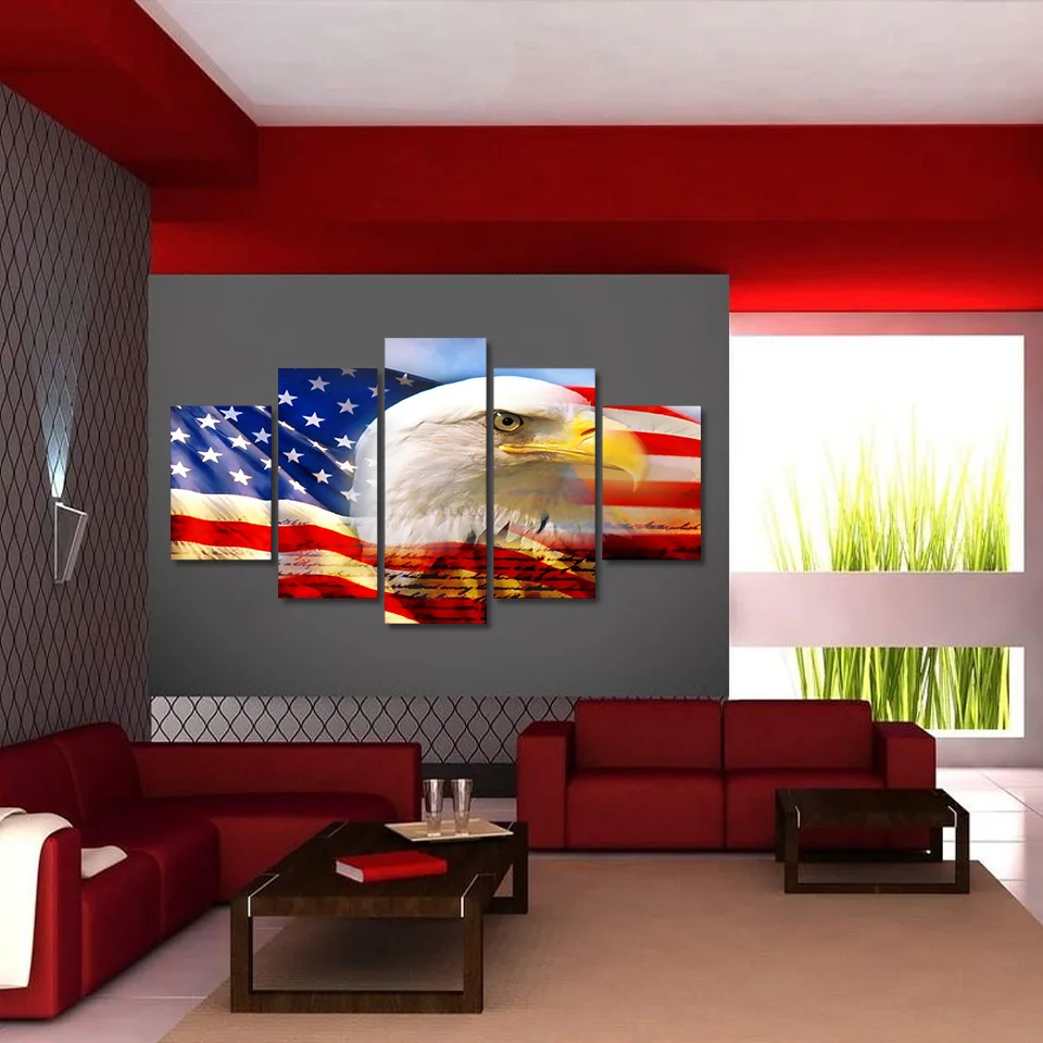 5 шт. Холст Искусство флаг орла США печатная Настенная картина домашний декор
