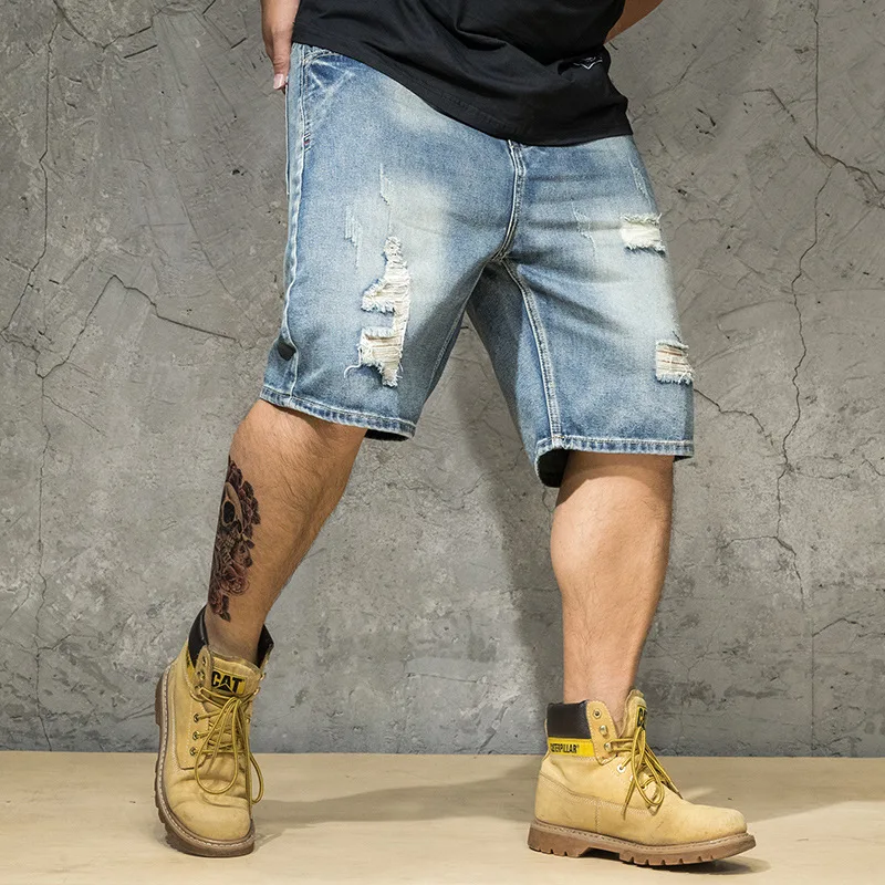 

Mens Shorts Summer Jeans Short Men 6XL 2019 Blue Denim Man Half Jean Homme Uomo Brand Plus Size 5XL Ripped Distressed Trousers
