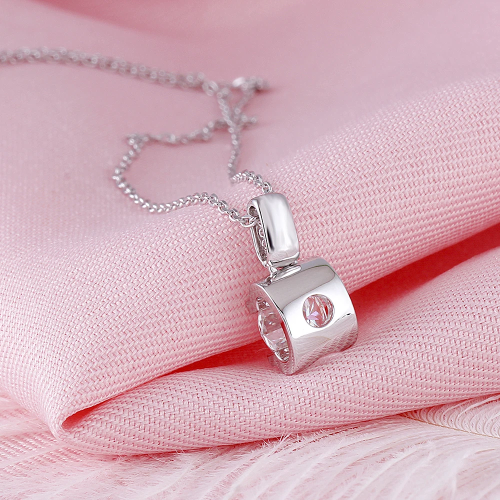 Женское ожерелье с подвеской DovEggs из стерлингового серебра 925 пробы Moissanite Center 1ct 6 5