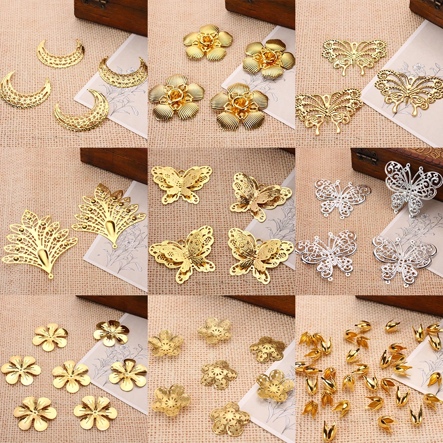 8 шт. металлические Концевики для бусин бабочек|bead end caps|end capsmaking accessories |