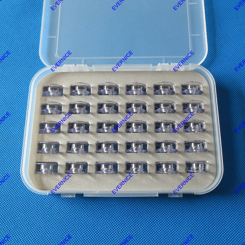 

30 BOBBINS w/ BOX for VIKING HUSQVARNA ROSE LILLY, Designer Jade 35, Viva WHITE 5823