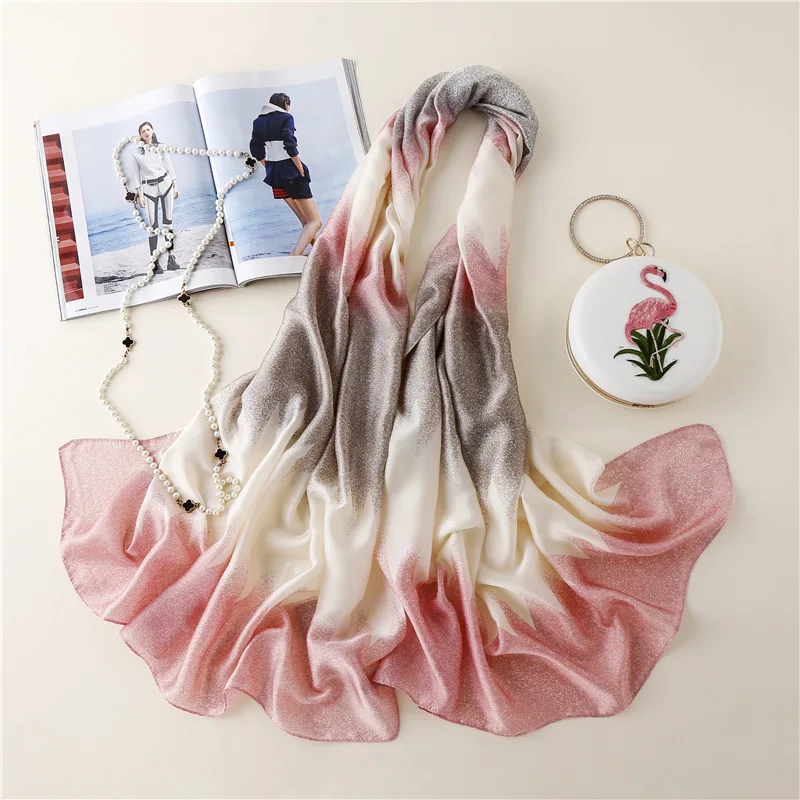 2018 Новая Мода Романтический Звездное чистый Шелковый шарф Для женщин большой