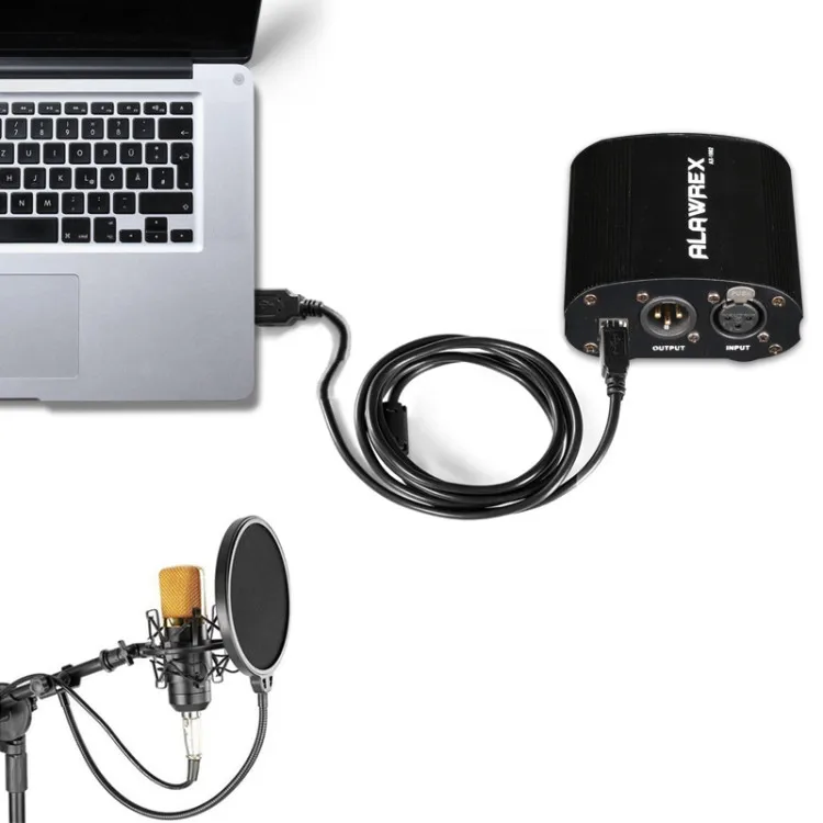 ALAWREX USB 1-канальный 48В питания w/адаптер XLR аудио кабель для конденсаторный микро микрофон для записи оборудование