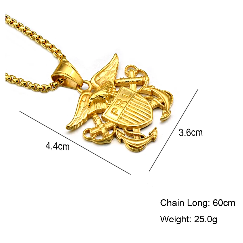 HIP Hop Eagle Pattern Necklace Gold Color 316L Stainless Steel Necklaces &amp Pendants for Men Jewelry | Украшения и аксессуары