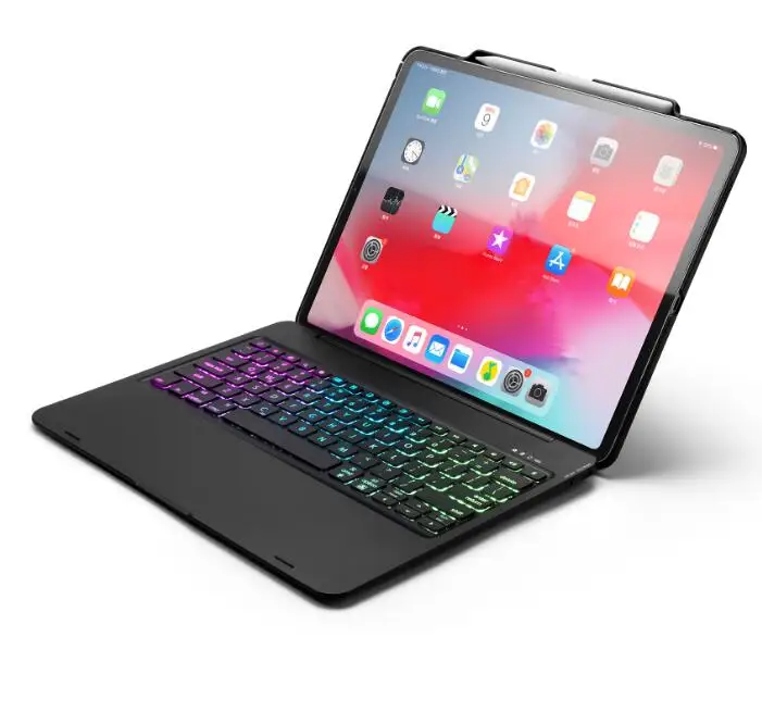 Black Беспроводной Bluetooth чехол для клавиатуры для iPad Pro 12,9 дюйма с красочным Светодиодный подсветкой - Цвет: Black