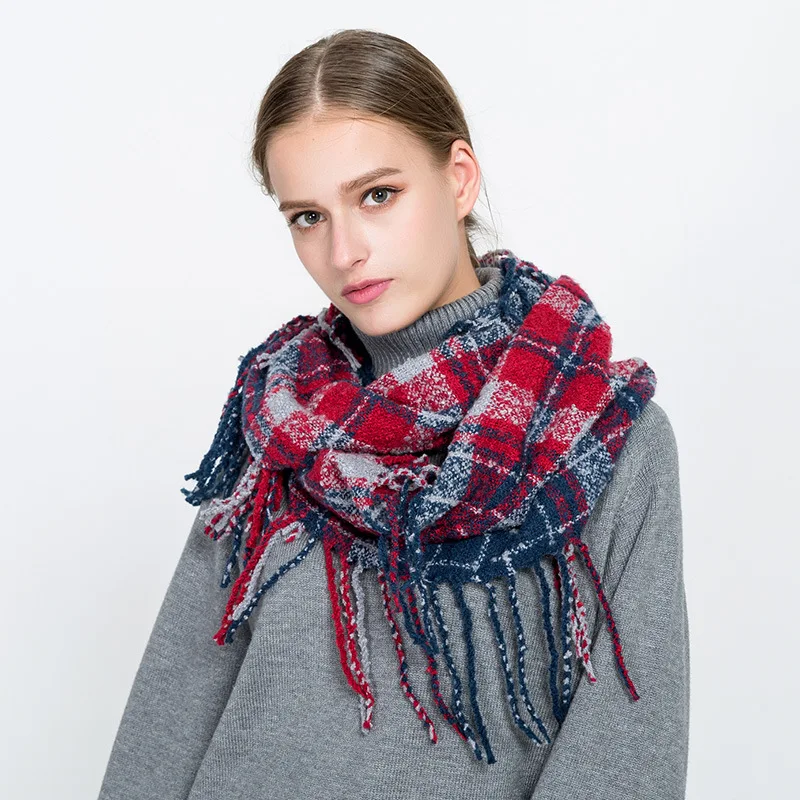 Леди Блингер новые бесконечные шарфы-кольца в клетку с кисточками, теплые зимние, многоколорные из хлопка для женщин, в осеннем стиле модного кольца.