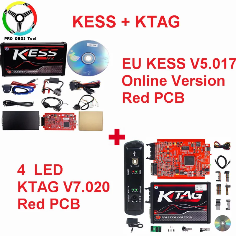 Kess Ktag Master онлайн красный ЕС V2.47 V2.25 Kess V2 V5.017 неограниченный ECU чип Тюнинг инструмент K тег V7.020 4 светодиодный ECU программист