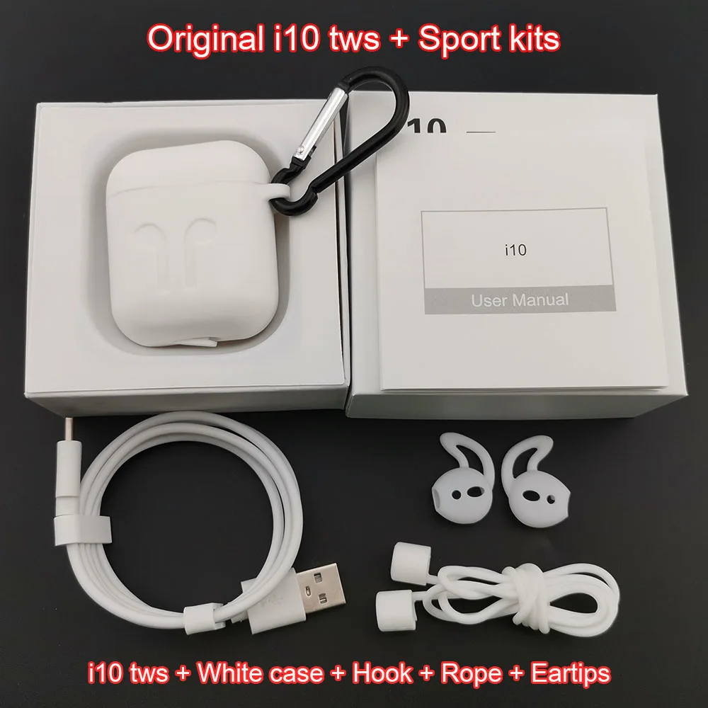 i10 white sport kits i10 TWS, беспроводные Bluetooth 5,0 наушники, Автоматическое включение/выключение, Беспроводная зарядка с HD микрофоном для iPhone, Android - Цвет: i10 white sport kits