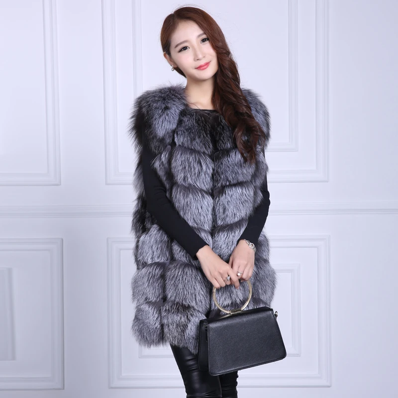 Роскошный женский жилет из натурального Лисьего меха Элегантный модный Меха