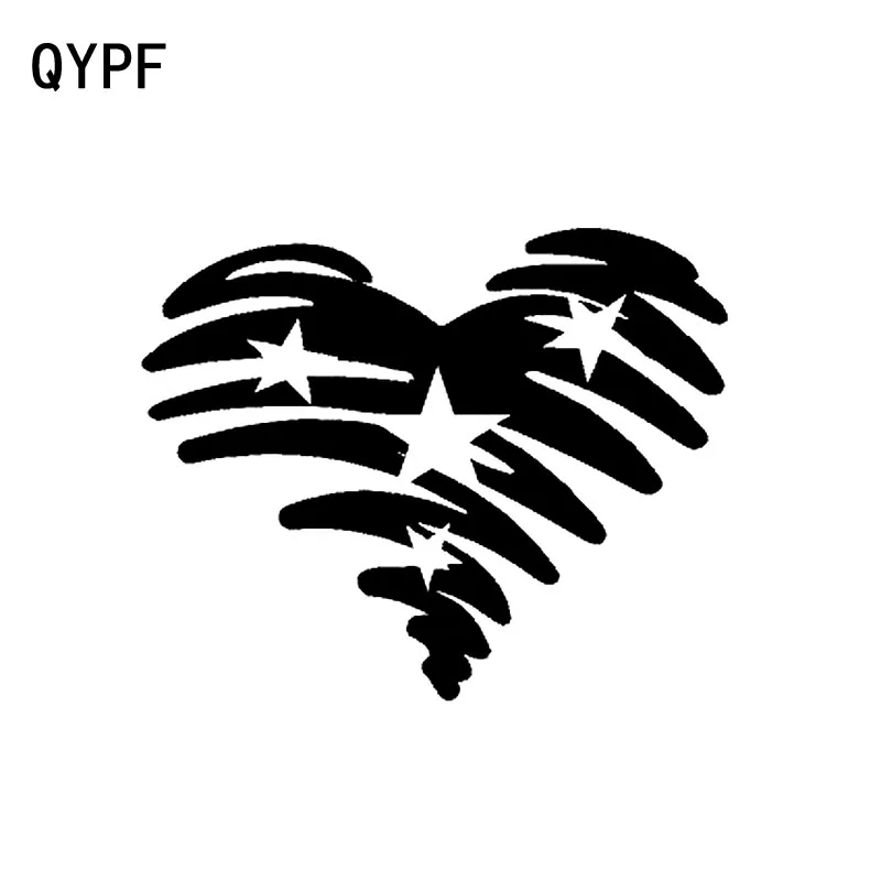 

QYPF 14 см * 10,6 см звезды сердце военный креативный виниловый автомобильный Стайлинг Автомобильная Наклейка черный/серебряный аксессуары