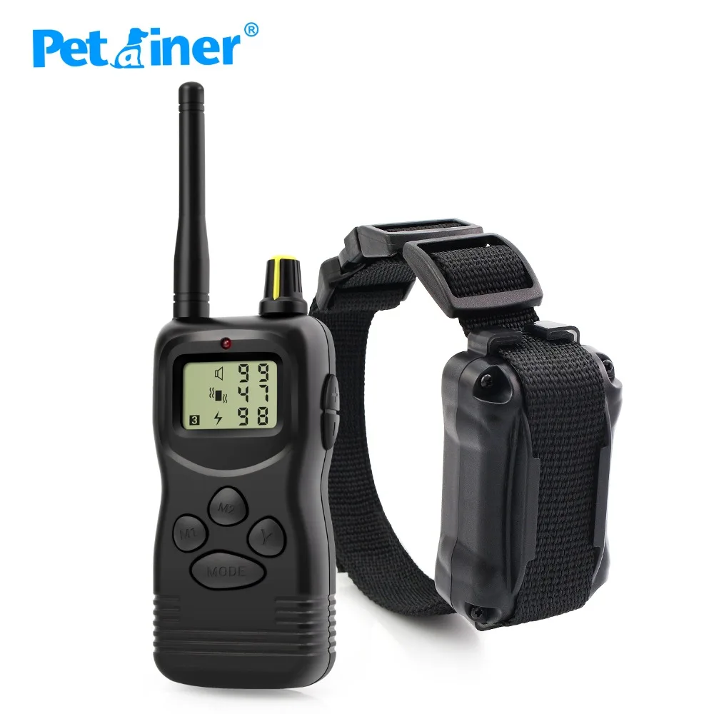 Petrainer 900-1 1000 м электрический пульт дистанционного управления ударный ошейник для дрессировки собак с ЖК-дисплеем