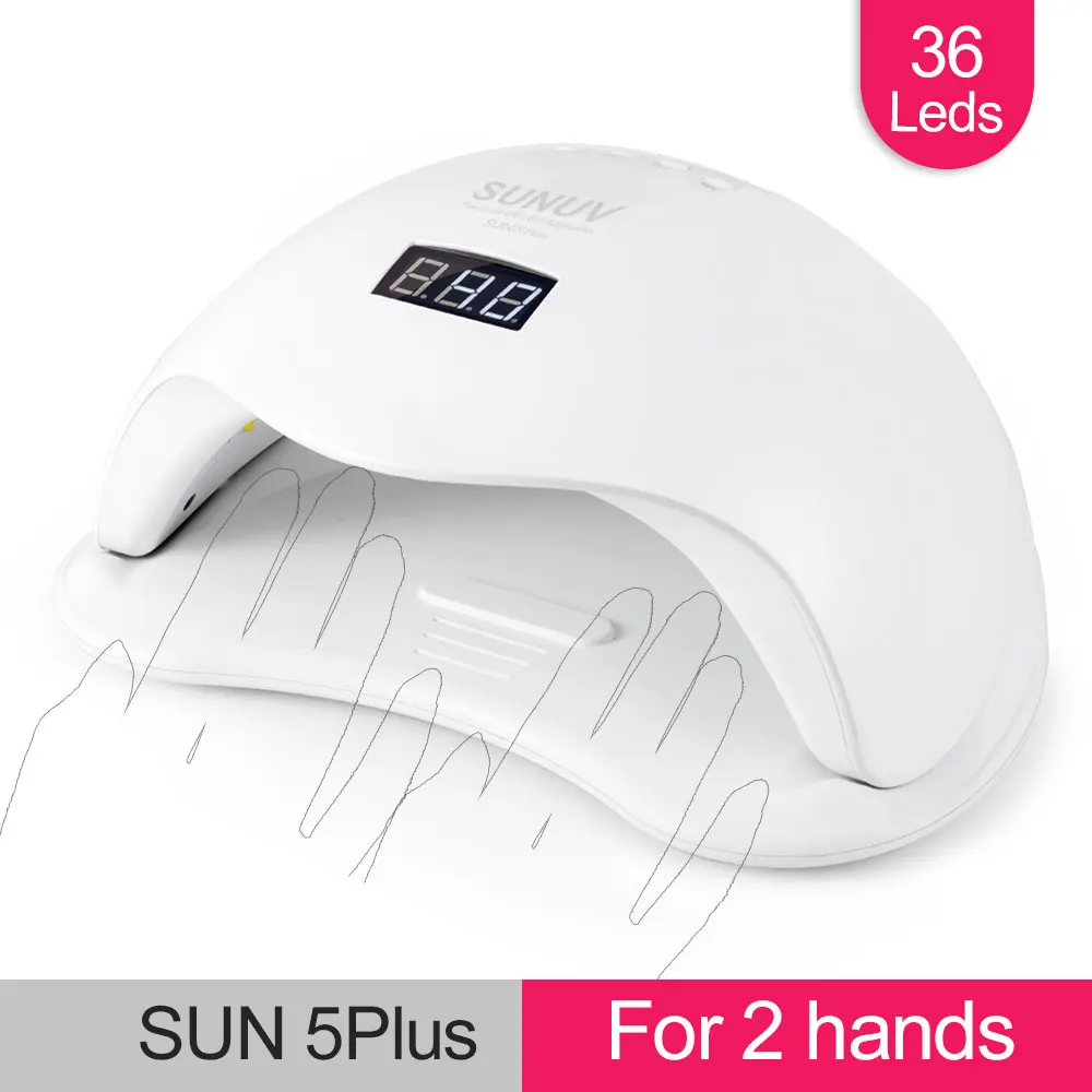 Sunuv SUN5 плюс 48 Вт УФ 36leds ногтей сушилка для все гели Двойной руки Маникюр лампы Авто