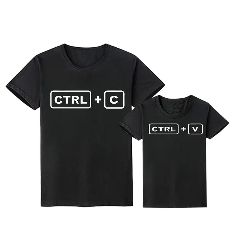 Одинаковые комплекты для семьи летняя рубашка CTRL+ C CTRL+ V для папы и сына Одинаковая одежда для всей семьи комплект одежды для маленьких девочек и папы