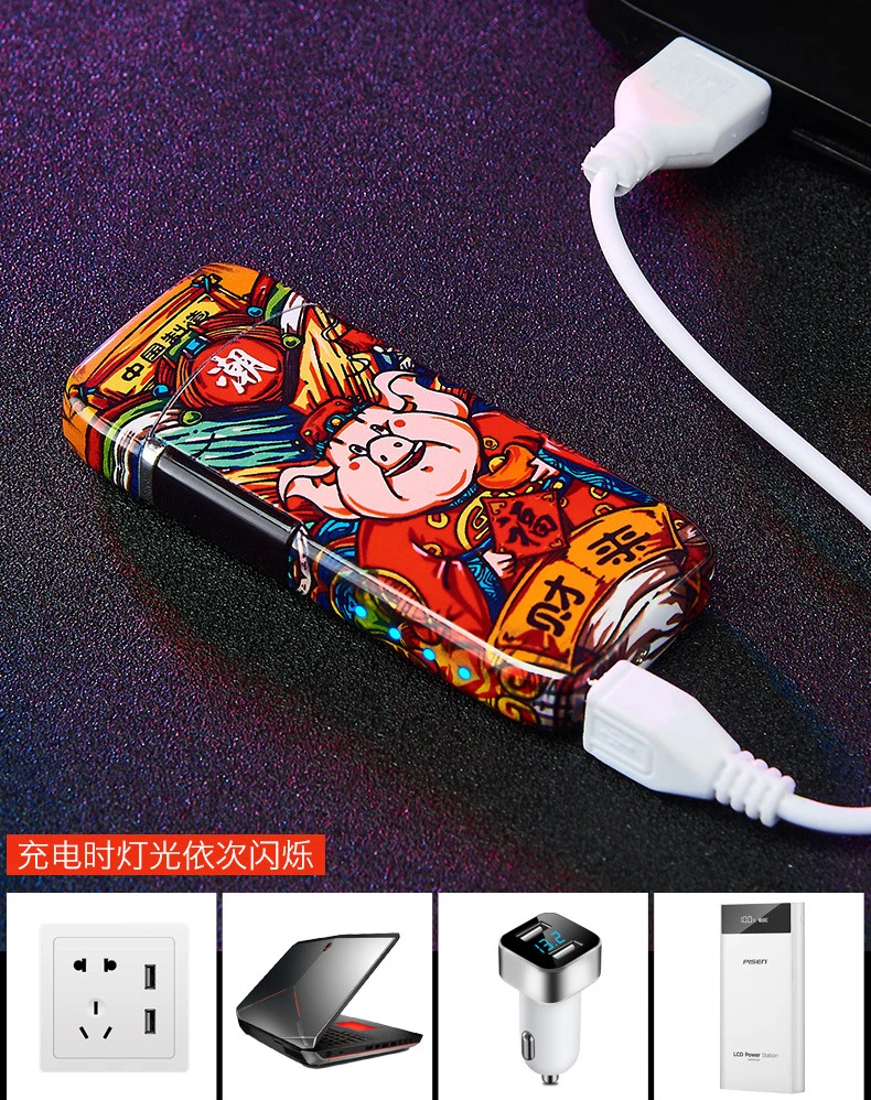 Интеллигентая(ый) сенсорный дуговая Зажигалка зарядное устройство USB Зажигалка курения подарок принтом «Тигр», «дракон