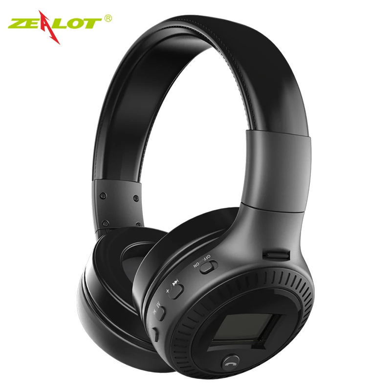 ZEALOT B19 беспроводные Bluetooth наушники с ЖК-дисплеем HiFi бас стерео наушники гарнитура с микрофоном FM радио Micro-SD TF слот для карт