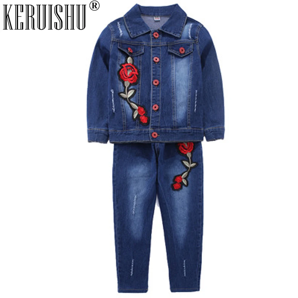 KeRuiShu/комплект из 2 предметов Осенний детский джинсовый костюм Повседневный для
