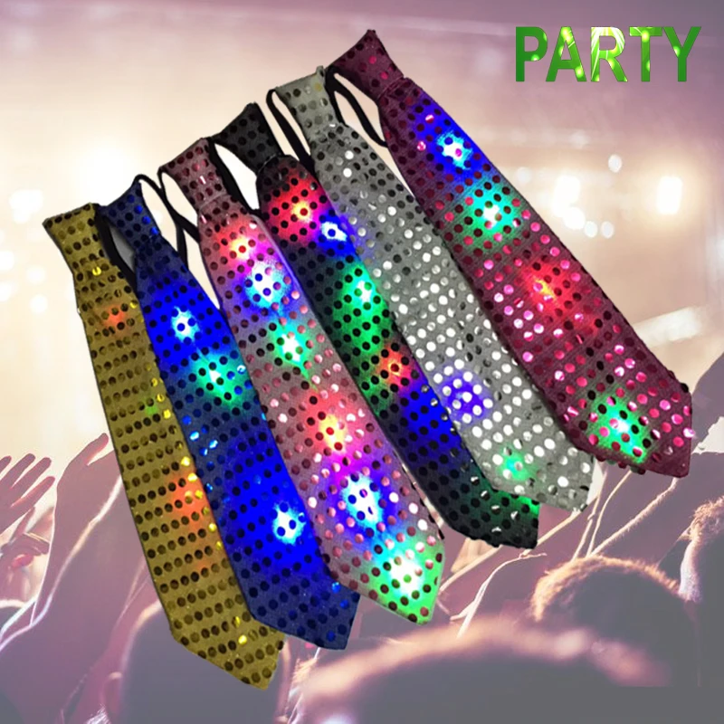 Блестки светодиодный свет шеи галстук вверх галстук-бабочка вечерние мигание