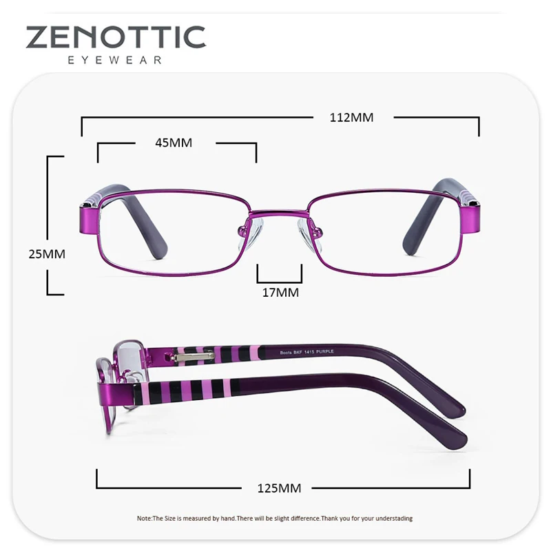 

ZENOTTIC Prescription Glasses Girl Eyeglasses Myopia Progress Prescription Lens Metal Glasses Frame Anti Blue Ray Eyewear BT8011