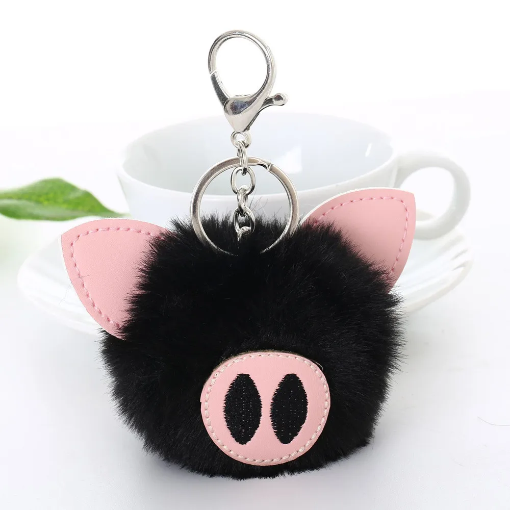 Брелок из искусственного кроличьего меха милый мяч свинка брелок автомобильный