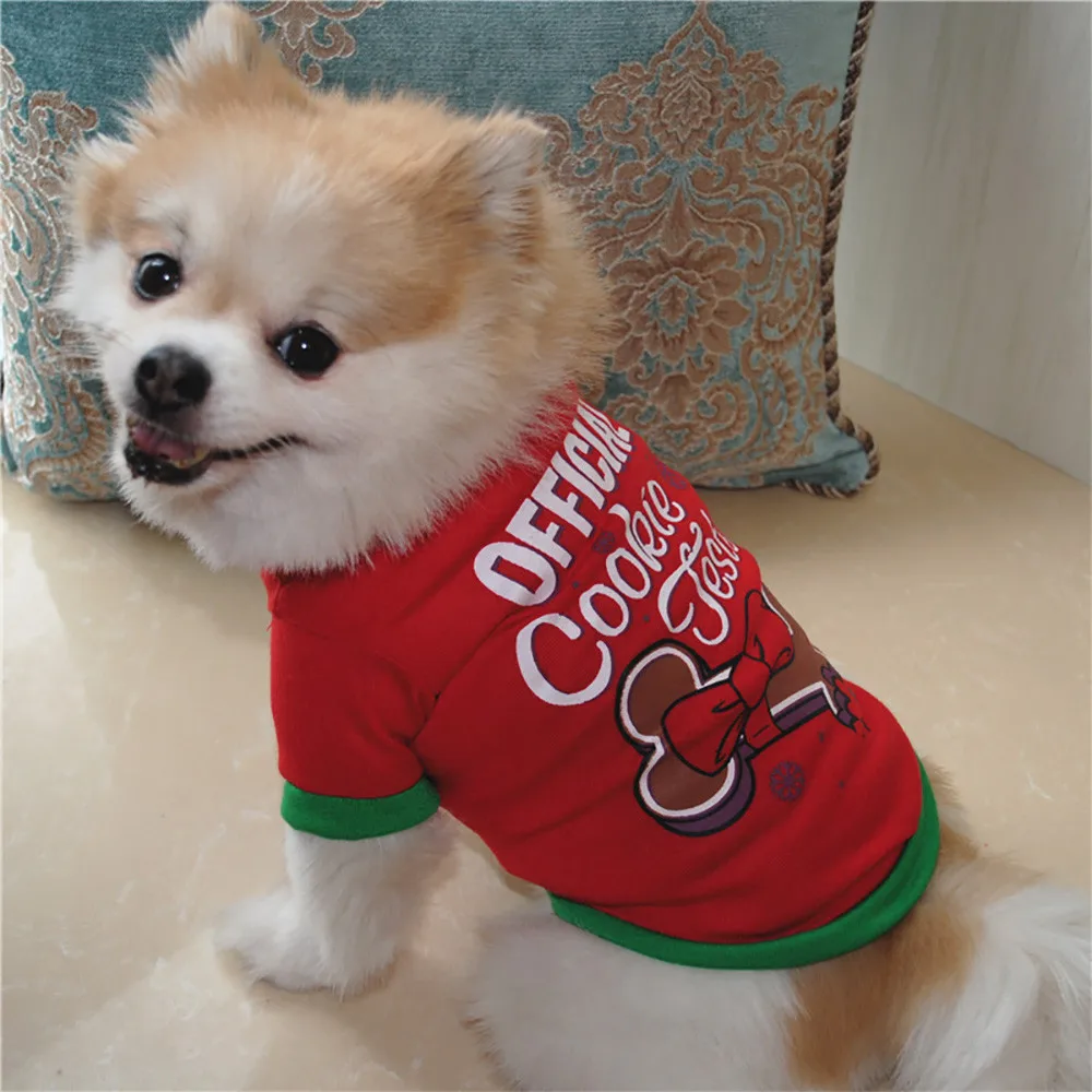 Новогодняя одежда для собак хлопковая футболка щенков костюм chien hond 2019 | Дом и сад