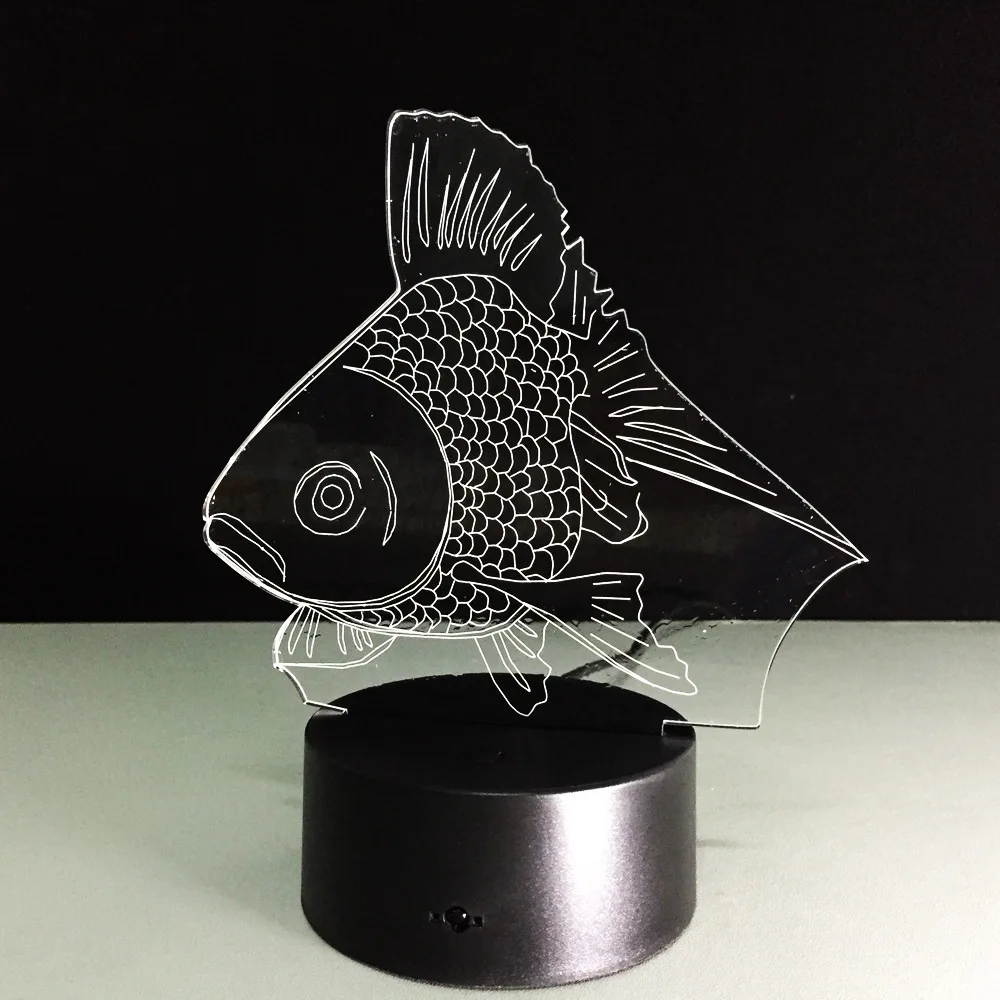 3D креативная Настольная лампа с золотой рыбкой миниатюрные светодиодные лампы