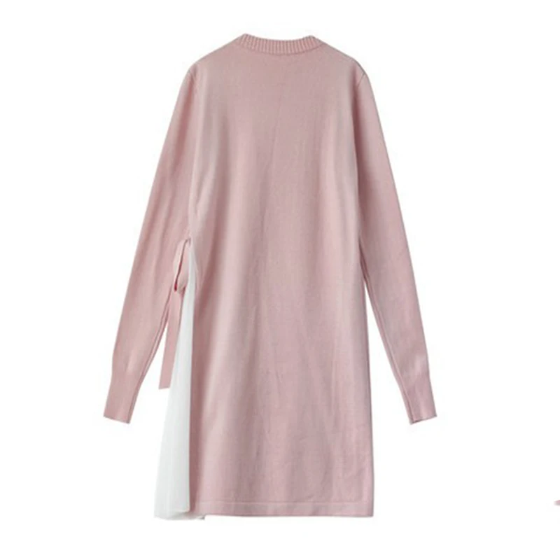 Платье Свитер женское трикотажное мини платье большого размера с длинным