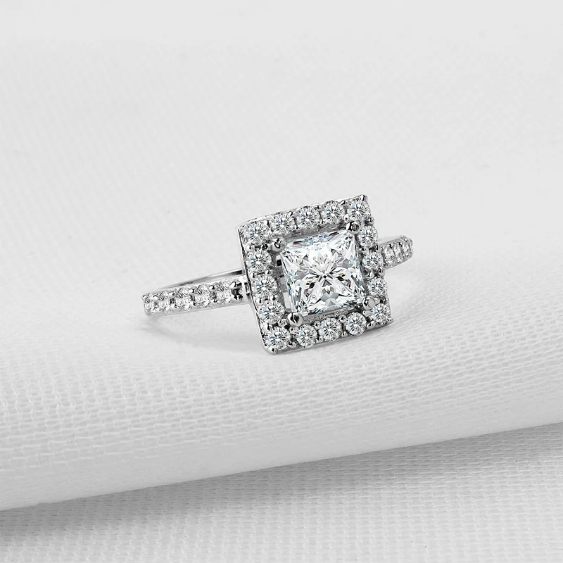 1 карат Принцесса Cut Кольца фирменный дизайн высокое качество серебро 925 пробы