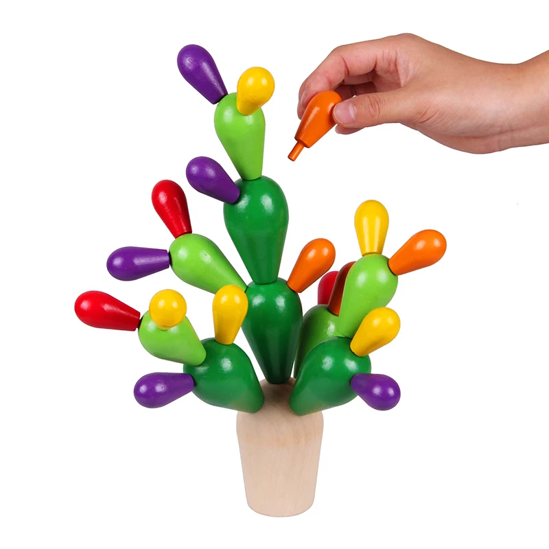 Деревянные блоки 28 шт./лот деревянные кактусовые детские игрушки для детей