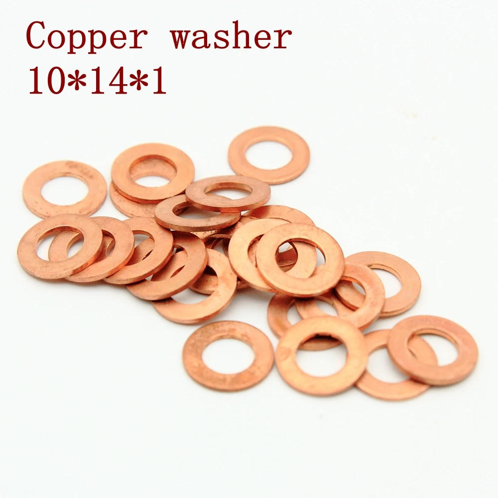 Arandela plana de cobre 10*14*1 junta de sellado diámetro interior 10mm anillo de sellado hoja delgada T3 arandela de cobre rojo