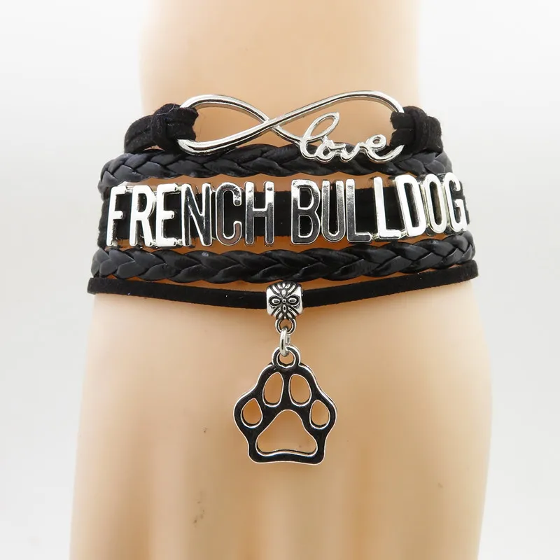Очень нравится французская браслет с бульдогом подвеска собачья лапа черный