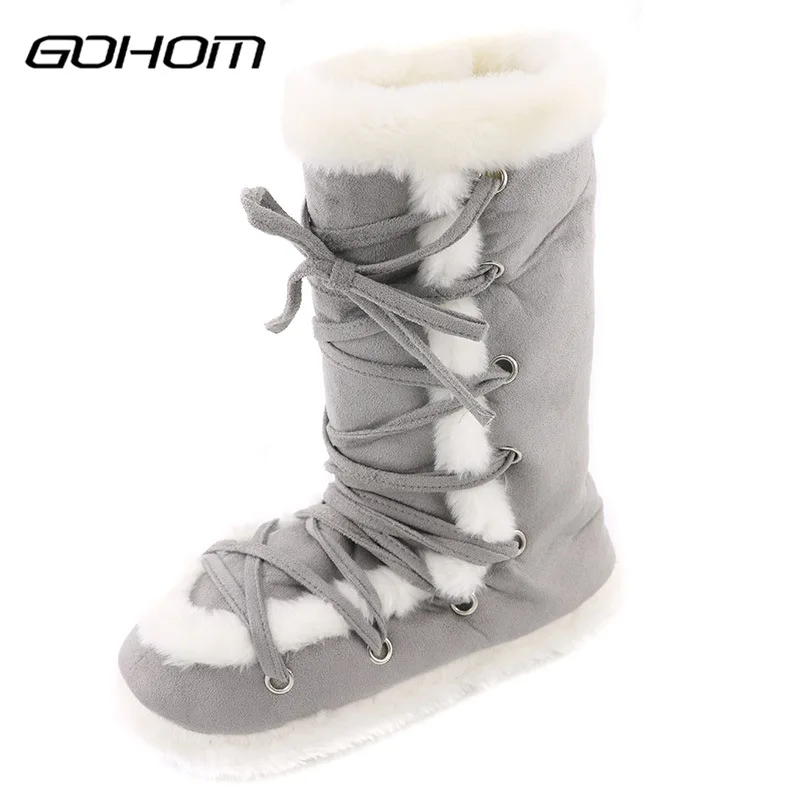 

GOHOM Winter Home Slippers Women Grey Slippers Faux Suede Warm Shoes Women Autumn Slippers Home Shoes For Home Use Shoes