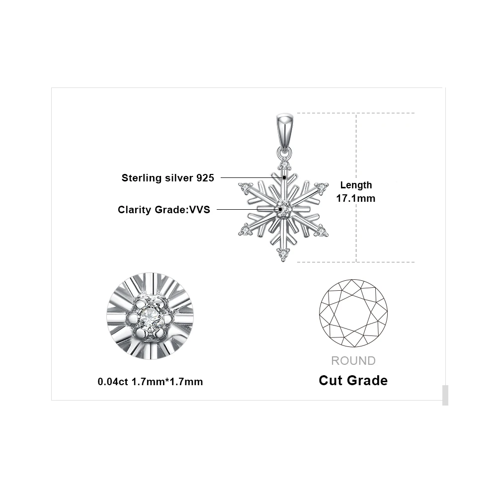 JewelryPalace Snowflakes Cubic Zirconia Pendnat Necklace 925 Sterling Silver Gift For Women Fashion Jewelry Not Include A Chain | Украшения