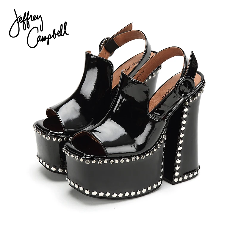 Jeffrey Campbell2019 весна-лето новинка черные непромокаемые босоножки на высоком толстом