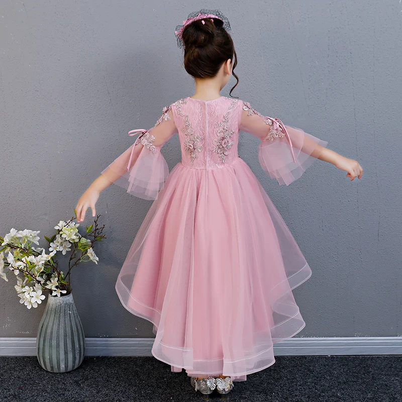 

Summer New Korean Lovely Baby Kids Birthday Wedding Party Front Short Back Long Princess Lace Dress Children Teens Piano Dress