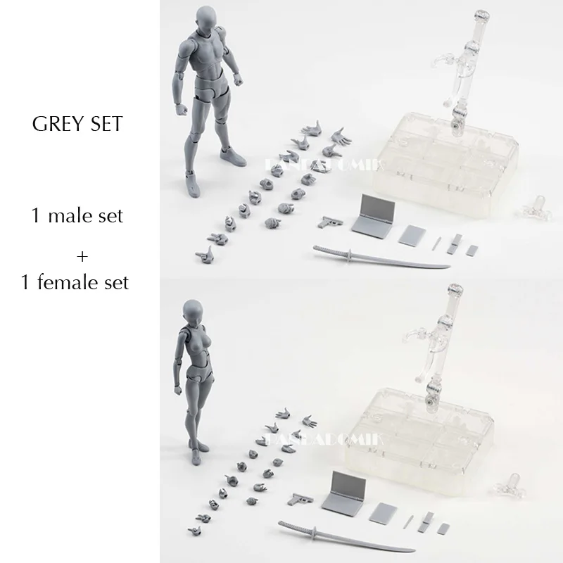 Grey set 2 тела, Набор фигурок, куклы для рисования, ПВХ модели, Детские аниме игрушки, фигурки, коллекционный подарок для девочек и мальчиков - Цвет: Grey set