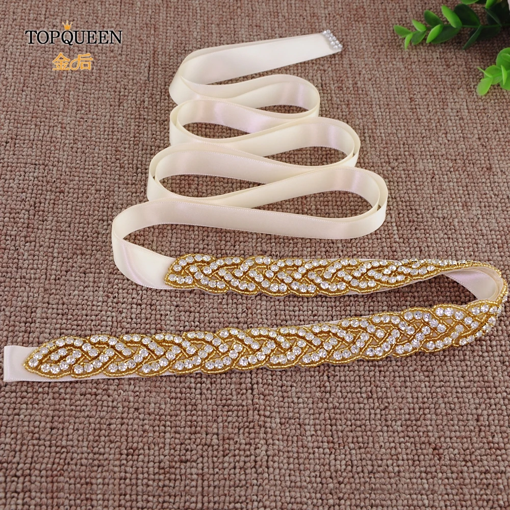 TOPQUEEN S216 G золото талия пояс необычные Стразы золотые бусины свадебный золотой для