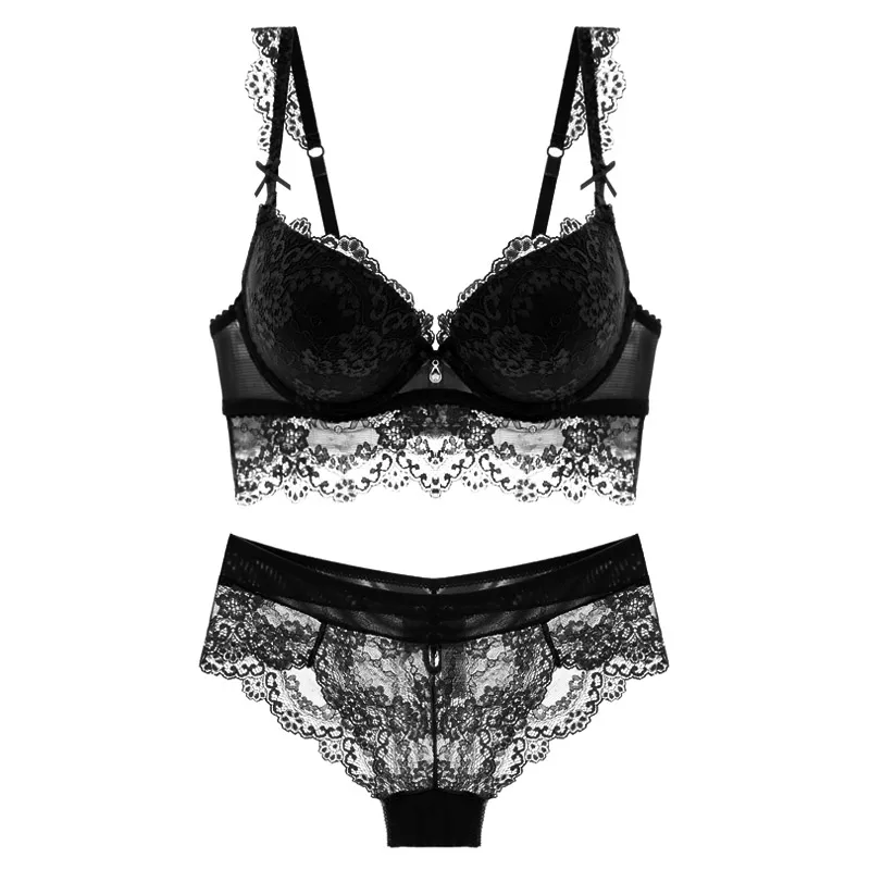 Комплект женского нижнего белья регулируемый бюстгальтер пуш-ап с надписями |