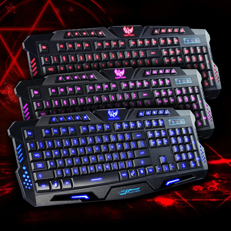 

3 Color Backlit Computer Gaming Keyboard M300 Teclado Wired USB Powered Full N-Key Game Keyboard for Desktop Laptop PC Computer