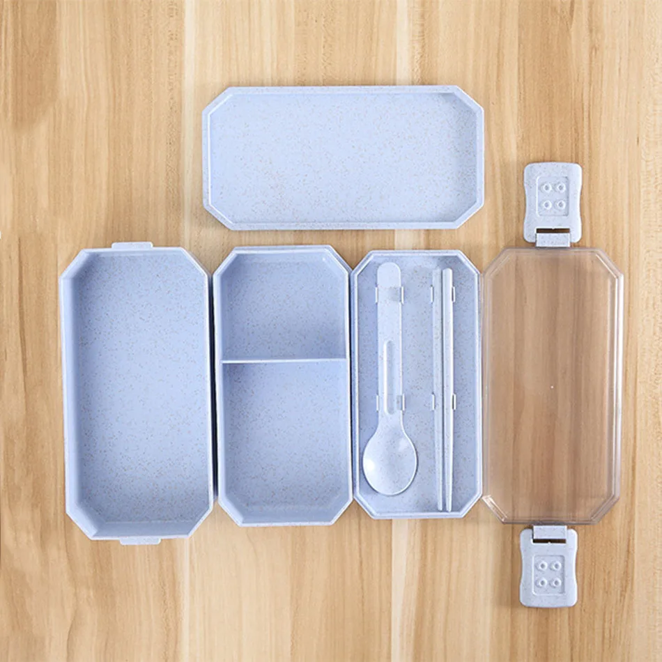 ONEUP пшеничная соломинка экологичный Ланч-бокс 1300 мл Bento box Контейнер для хранения продуктов с ложкой для студентов и взрослых