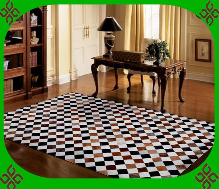 

Fashionable art carpet 100% natural genuine cowhide leather fur rugs