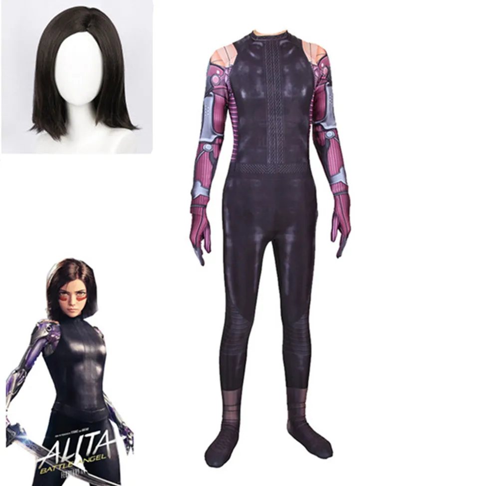 Костюм для косплея Alita: Battle Angel Alita женский комбинезон с париками из спандекса
