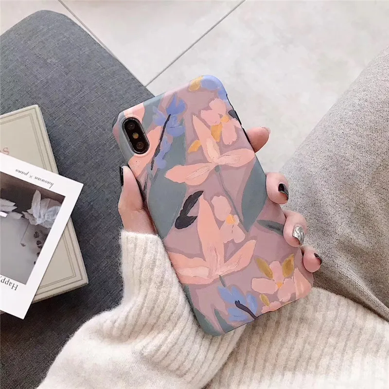 Ретро арт Картина маслом цветок чехол для телефона iphone 6 6s 7 8plus XS MAX XR X модные