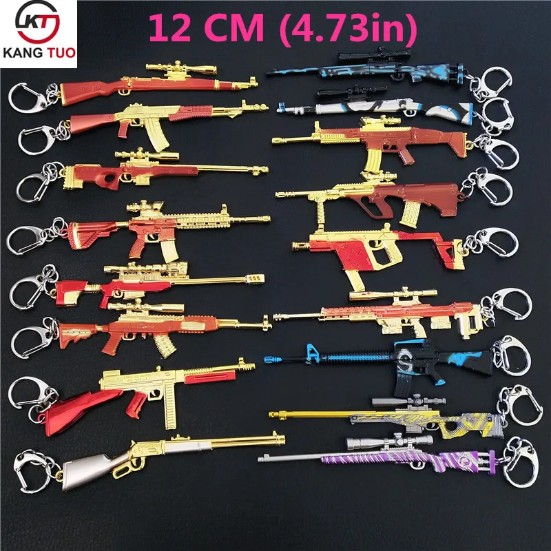 

Game PUBG Keychain New Skin Colorful Metal Keyring llaveros Gun 98K AWM SCARL Weapon Model Key chains Car Pendant Toy