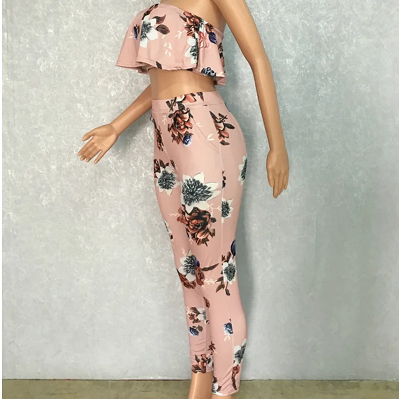 Для женщин летние пикантные из двух частей Наборы для ухода за кожей Printed Crop Топы
