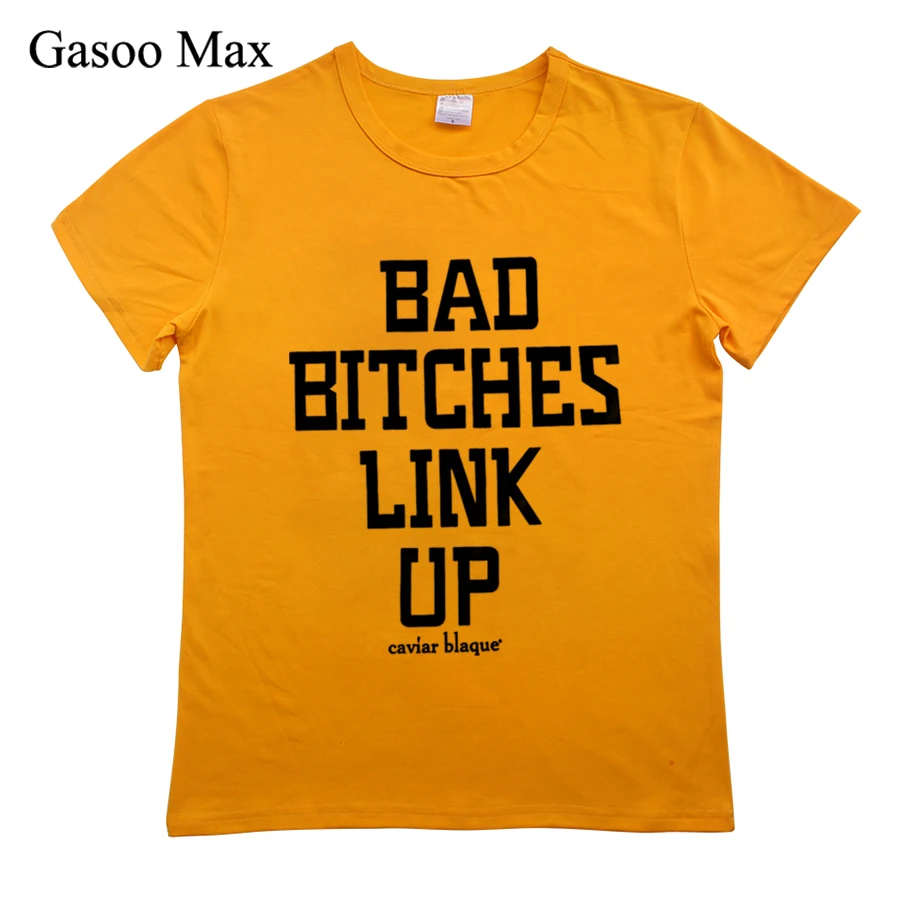 Забавная женская футболка BAD BITCHES LINK UP с буквенным принтом сексуальные футболки