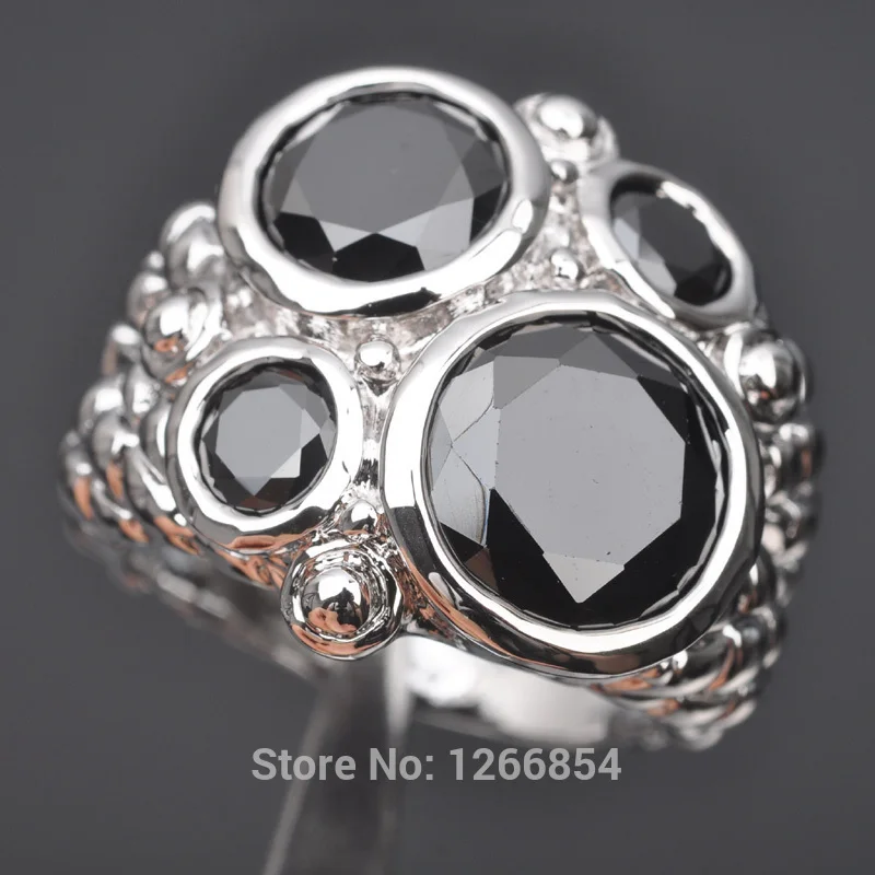 Уникальный Черный Камень кубического циркония для женщин Серебряный цвет
