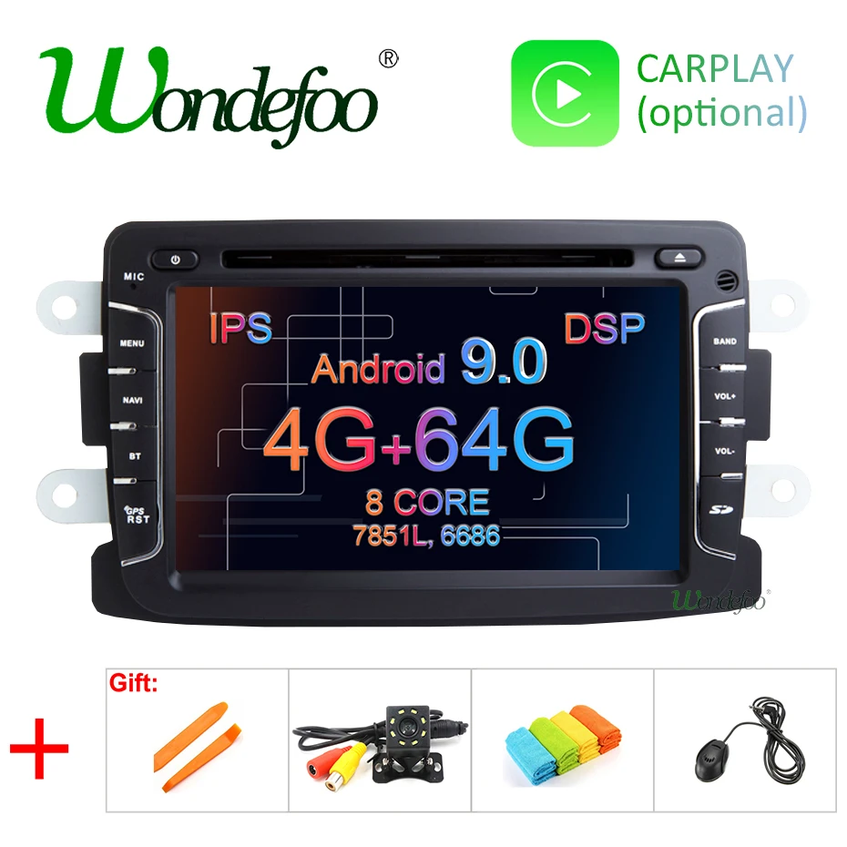 DSP ips 4GB 64G Android 9,0 автомобильный dvd-плеер для Dacia Sandero Duster Captur Lada Xray 2 Logan 2 Dokker Lodgy 2012- gps радио