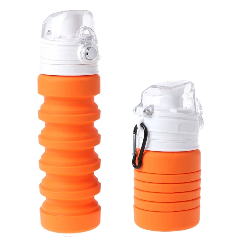 Складная бутылка для воды портативная силиконовая Выдвижная складная с крышкой