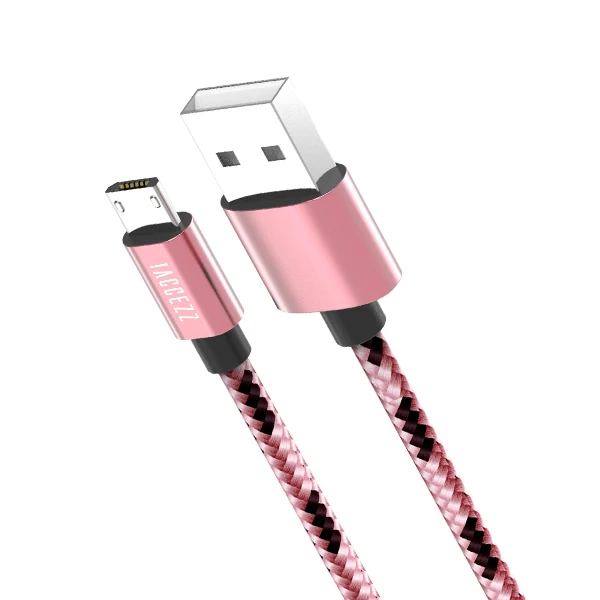 Rose Gold ACCEZZ нейлоновый Micro USB кабель для быстрой зарядки и передачи данных для samsung Xiaomi Redmi huawei htc Tablet Android мобильный телефон провод линия - Цвет: Rose Gold